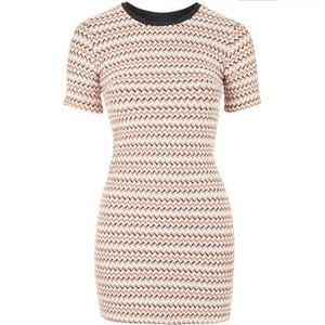 Topshop Zigzag Mini Dress - Black, Pink, Cream